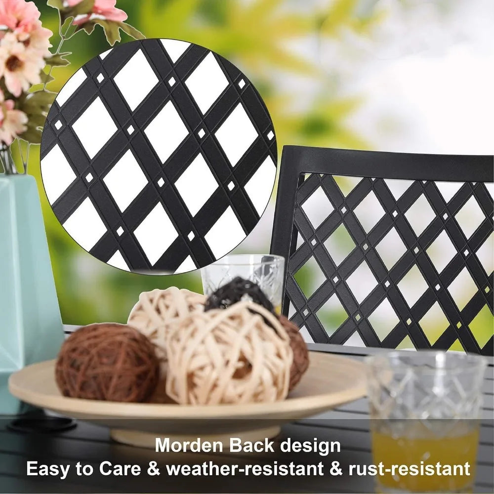 3-Piece Patio Bistro Sets Outdoor Matel Furniture Set with 1 x Table and 2 x Chair for Garden Backyard,Black