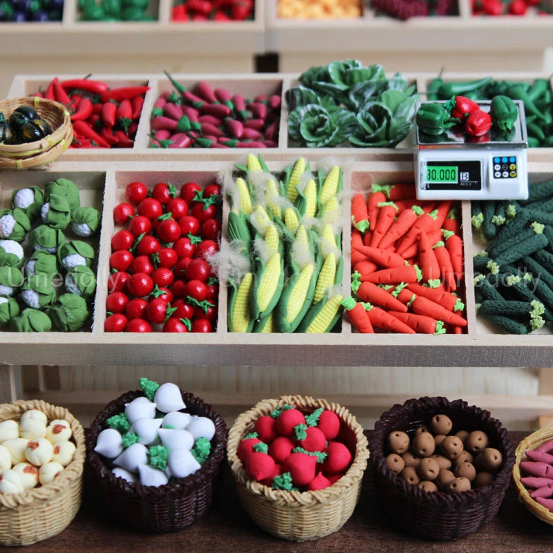 1:12 Scale Miniature Vegetable Mini Corn Carrot Pretend Play Dollhouse Food for OB11 BJD Doll Kitchen Supermarket Toy