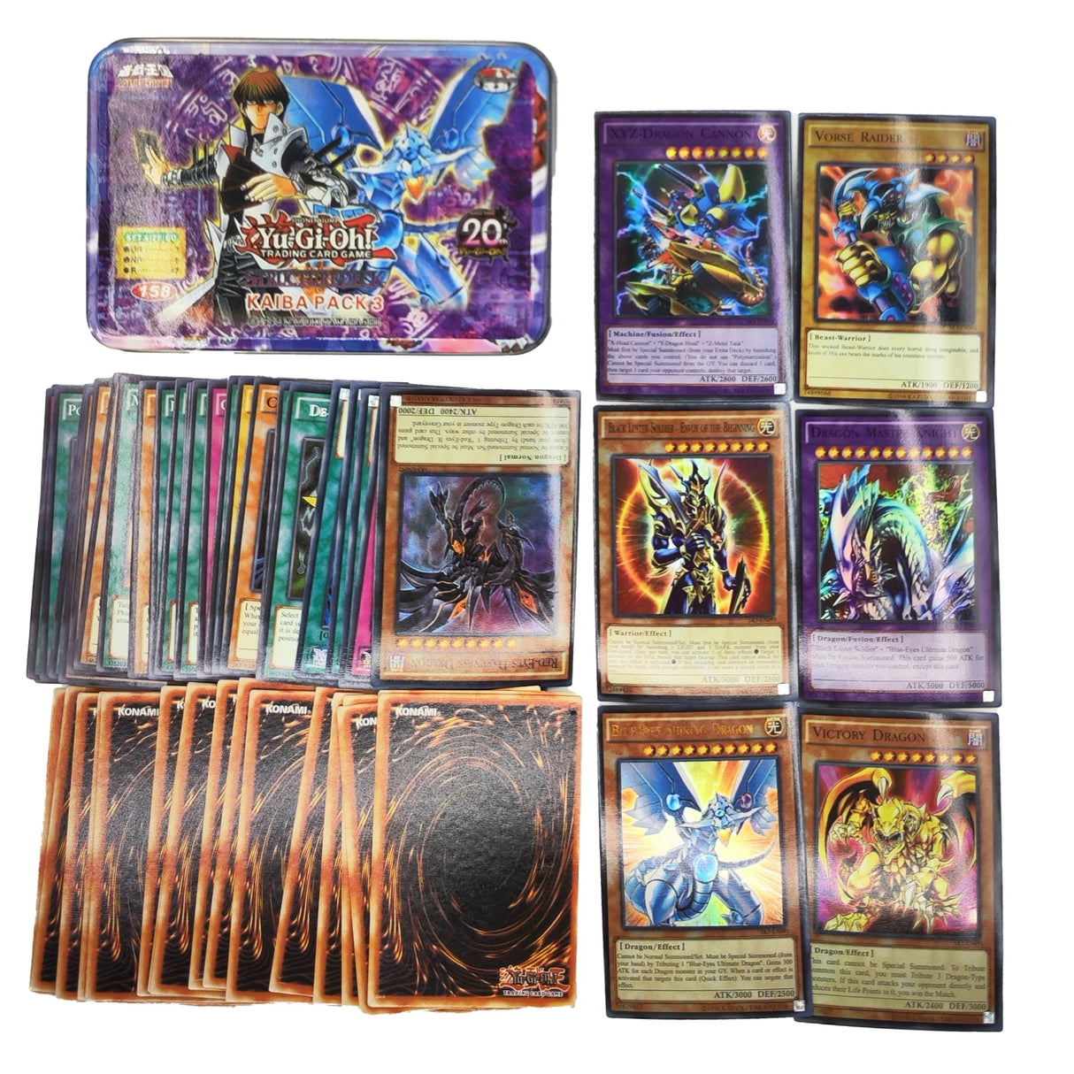 Yu Gi Oh Cards KAIBA PACK 3 Card Deck English TCG Holographic Golden White Dragon Duel Game Collection Card with Tin Box