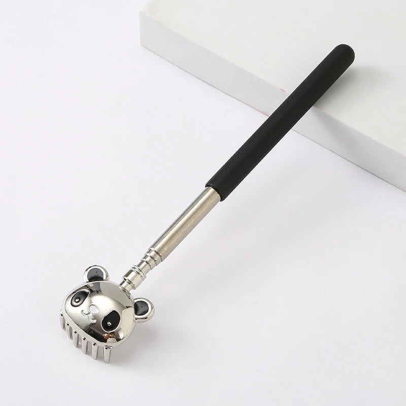 Panda Six Teeth Stainless Steel Back Scratcher Telescopic Back Itching Relief Massager Portable For Old Man Household