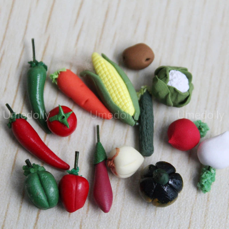 1:12 Scale Miniature Vegetable Mini Corn Carrot Pretend Play Dollhouse Food for OB11 BJD Doll Kitchen Supermarket Toy