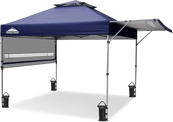 17x10 Pop up Gazebo Canopy Tent Outdoor Instant Canopy Shelter with Adjustable Dual Half Awnings (Blue)