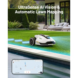 Robot Lawn Mower with 4G, Reception 0.5 Acre,Max. 0.7 Acre, Ultrasense AI Vision & RTK, Auto Mapping & App Control,45%Slope