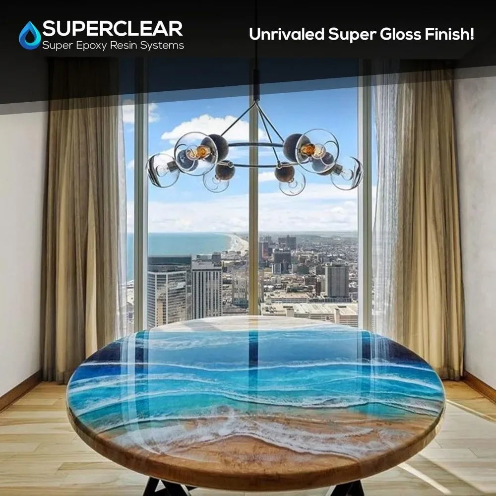 Top Epoxy Resin Superclear Kit, Anti-Yellow Highest UV Impact Resistance, Food Grade Safe, Ultra Crystal Clear Gloss Bubble Free