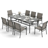 Patio Chairs and 1 x 83 Large Rectangle Dining Table, Outdoor Furniture Set for Deck Garden Backyard Lawn, Garden Sofas