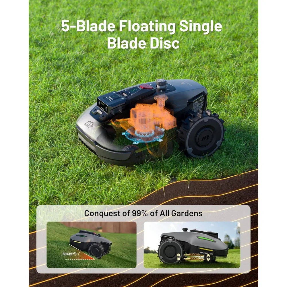 Robot Lawn Mower, Reception 0.17 Acre, Max 0.27 Acre, Ultrasense AI Vision+ RTK Positioning, Auto Mapping, App Control