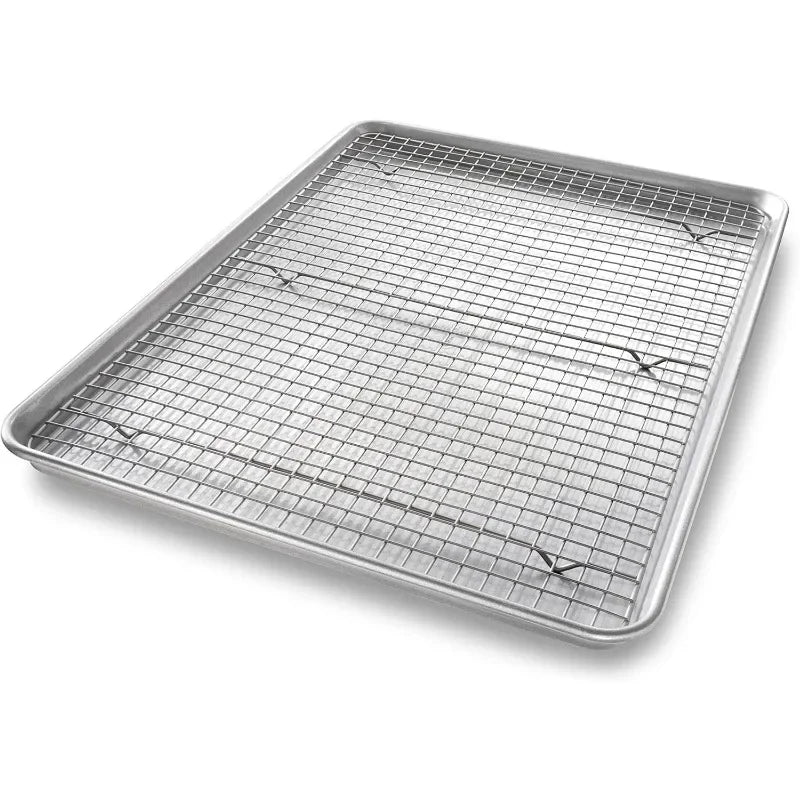 1607CR Bakeware Extra Large Sheet Baking Pan and Bakeable Nonstick Cooling Rack Set
