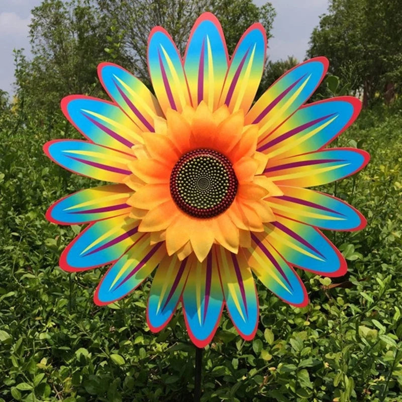 Sunflower Windmill Rotating Sunflower Wind Spinner Stake Standing Lawn Flower Pinwheel Outdoor Party Garden Yard Picnic Decor