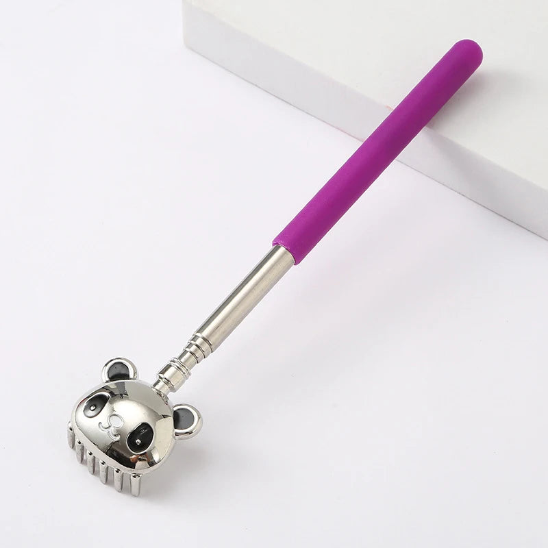 Panda Six Teeth Stainless Steel Back Scratcher Telescopic Back Itching Relief Massager Portable For Old Man Household