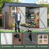 10x10 FT Large Outdoor Storage Shed, Metal Clearance Tiny Home with Windows & Lockable Doors for Backyard Garden, Patio Lawn, Pl