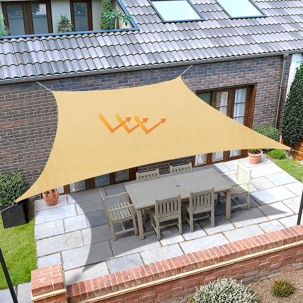 3*3M Sun Shade Sail Square Sun Shelter Waterproof UV-Proof Awning for Garden Pool Lawn Terrace