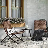 3-Piece Outdoor Folding Adirondack Chairs, Weather Resistant Wicker Patio Bistro Chairs and Coffee Table for Balcony Lawn Porch