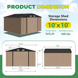 10 x 10 FT Outdoor Storage Shed,Metal Garden Sheds & Outdoor Storage Clearance,Large Tool Shed Outdoor with Single Lockable Door