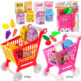 21 Pieces Grocery Store Cart Toys Interactive Play Set with Pretend Food Accessories for Children Kids for Food Fruit Vegetables