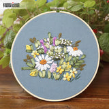 Ribbon Embroidery Stitch Practice Kit Embroidery Kit for Adult Beginners, Include Embroidery Cloth Threads for Craft Lover