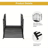 VINGLI Garden Bridge Metal Yard Arch Path Bridge with Patterned Guardrails Ourdoor Decorative Black Iron Foot Bridge for