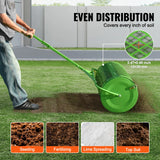 VEVOR Compost Spreader and Peat Moss Spreader 24 in Push/Tow-Behind Roller Lawn Spreader with Height Adjustable T Shaped Handle