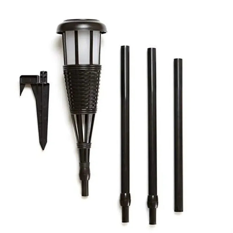 Solar Flickering LED Island Torches, Dusk-to-Dawn Dancing Flame Outdoor Landscape Lighting, Dark Chocolate Finish, 4-Pack