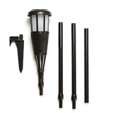 Solar Flickering LED Island Torches, Dusk-to-Dawn Dancing Flame Outdoor Landscape Lighting, Dark Chocolate Finish, 4-Pack