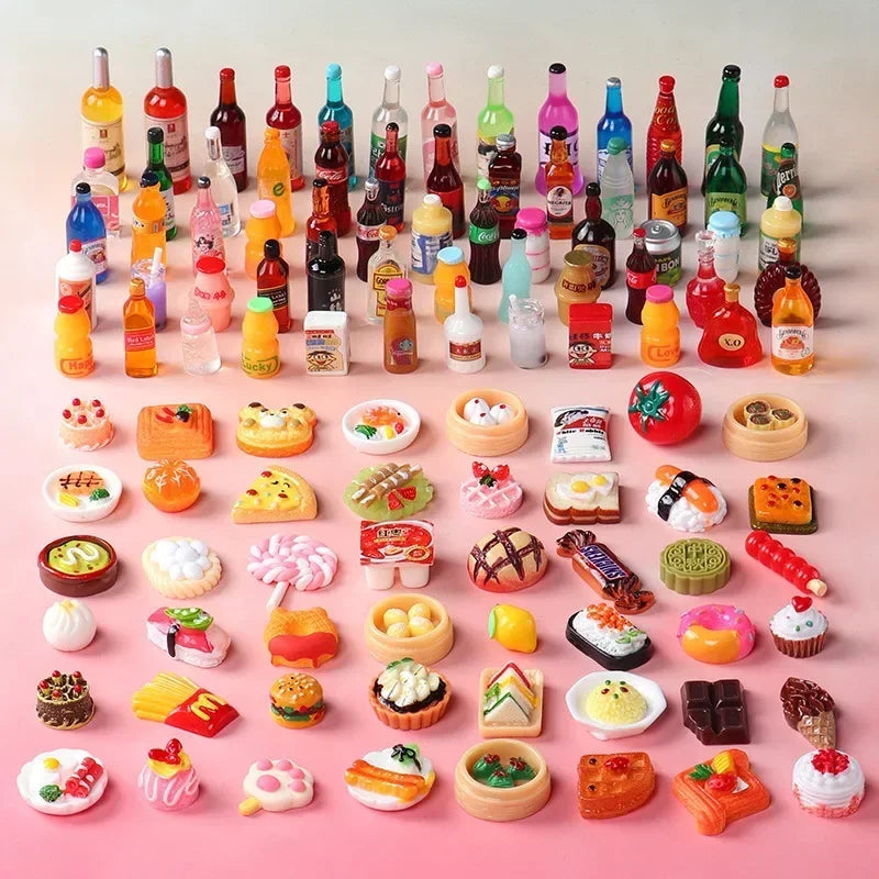 random Miniature Dollhouse Supermarket Food Snacks Mini Cake Wine Drink for Blyth Barbies BJD Doll Accessories Kids Gift