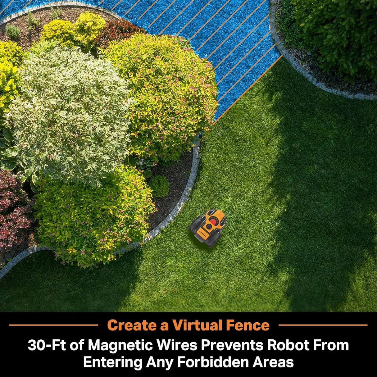 Perimeter Wire Free Robot Lawn Mower Cuts Small Lawns 1000-2000 Square Feet with Optical Navigation, Obstacle Avoidance