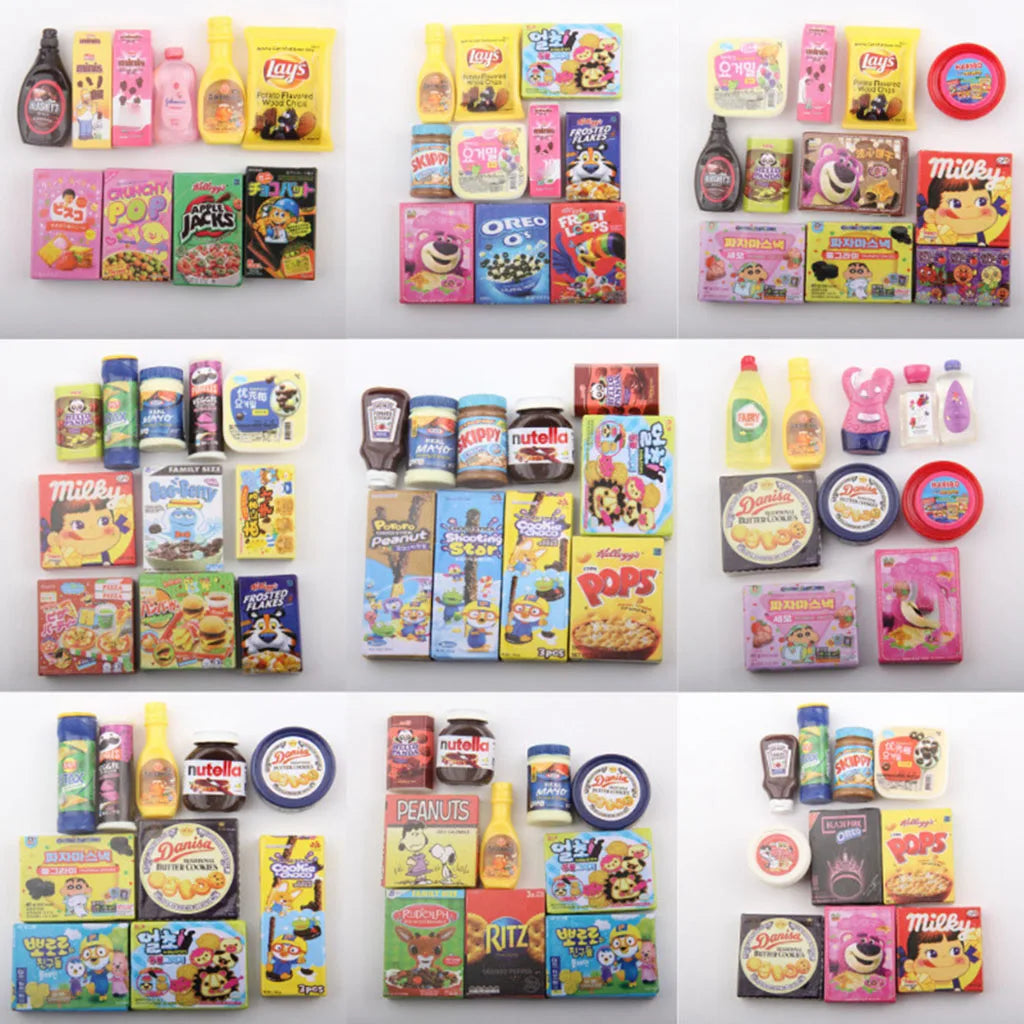 1/6Dollhouse Miniature Food Play Convenience Store Supermarket Mini Snack Cookies Potato Chips Chocolate Sauce Doll Accessories
