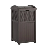 Trashcan Hideaway with Lid for 30 to 33 Gallon Trash Bags for Garage, Backyard, or Garden, Brown, Made