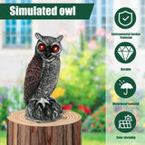 Owl Bird Repellent 360° Rotating Head Realistic Owl Statue Scarecrow Flashing Eyes Scary Sound Garden Bird Repellent Decoration