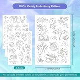 1Set 4Sheets Dragon Water Soluble Embroidery Stabilizer Stars Hand Sewing Stabilizers Self Adhesive Washable Stick and Stitch