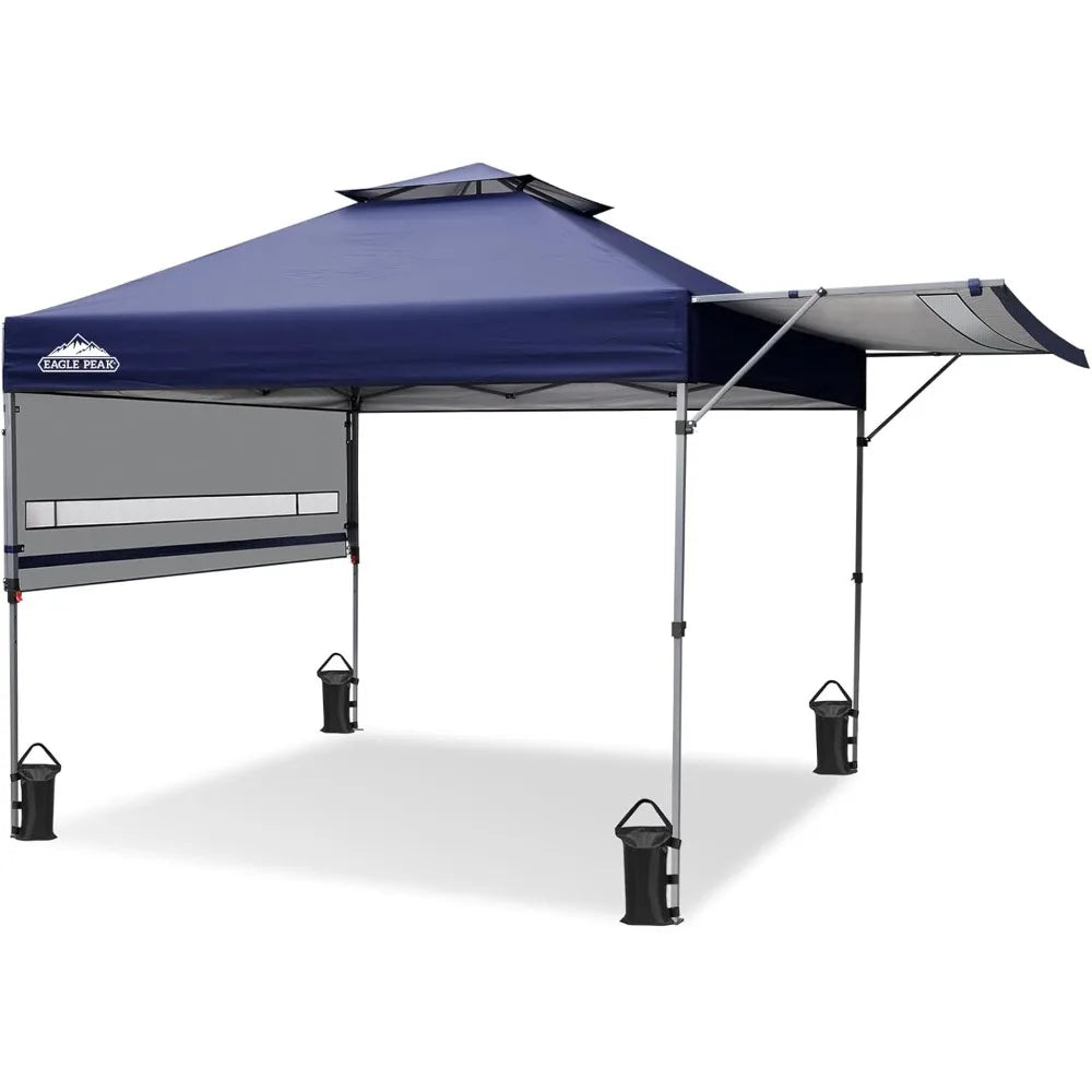 17x10 Pop up Gazebo Canopy Tent Outdoor Instant Canopy Shelter with Adjustable Dual Half Awnings (Blue)