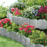 10pcs Garden Landscape Edging Border Imitation Stone Brick Plastic Fencing Lawn Plant Border Decorative Flower Grass Border