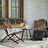 3-Piece Outdoor Folding Adirondack Chairs, Weather Resistant Wicker Patio Bistro Chairs and Coffee Table for Balcony Lawn Porch