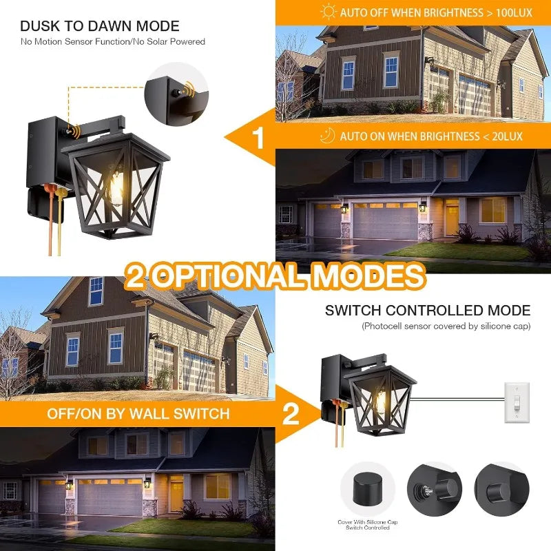 Porch Lights with Outlet, Dusk to Dawn Outdoor Light with Outlet Built-in, Waterproof Anti-Rust Aluminum Outside Light with GFCI