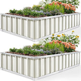 Raised Garden Bed 68" x 36" x 12" (2 Packs) Galvanized Steel Metal Outdoor Planter Kit Box for Vegetables, Flowers