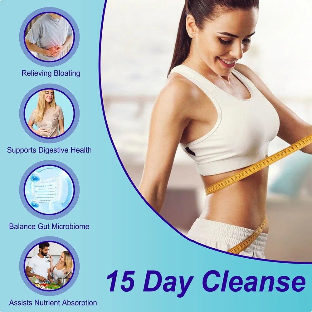 15 Day Cleanse and Detox - Reduce Abdominal Pain, Bloating, Constipation and Aid Gut Health