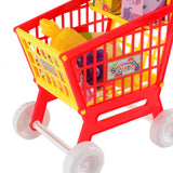 21 Pieces Grocery Store Cart Toys Interactive Play Set Trolley Toys Role Play Toys for Children Kids for Food Fruit Vegetables