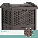 Trashcan Hideaway with Lid for 30 to 33 Gallon Trash Bags for Garage, Backyard, or Garden, Brown, Made