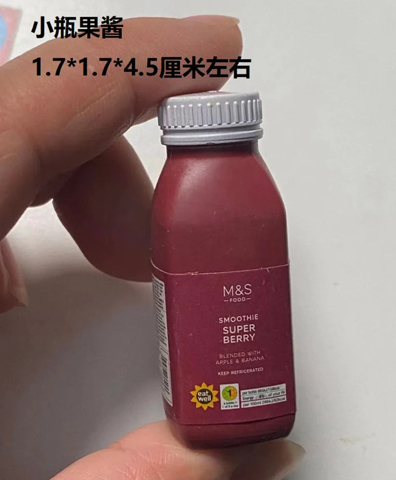 1/6 Scale Miniature Supermarket Fruit Juice Jam Daily Necessities for Doll Food Kitchen Accessories