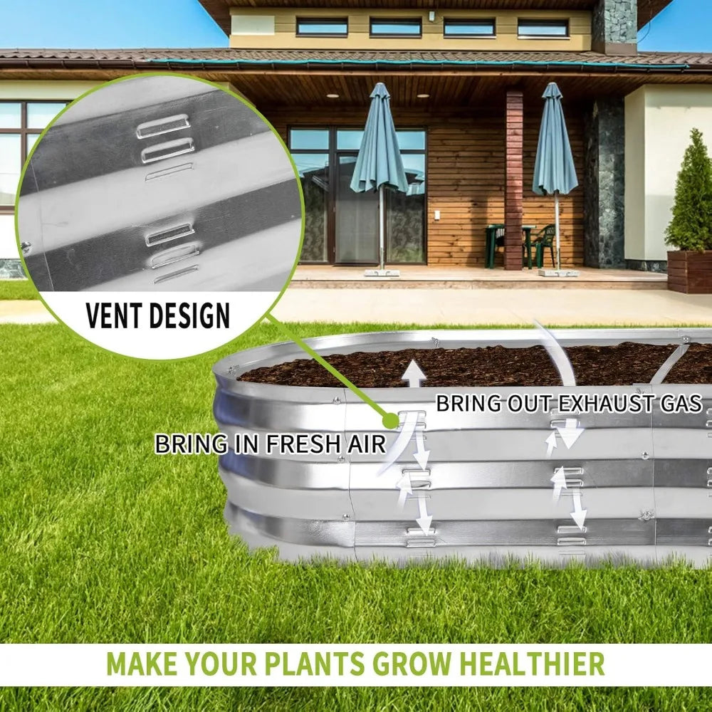 Raised Garden Bed Kit for Vegetables Flower Galvanized Metal Planter Boxs Designed for Easy DIY and Cleaning Not Twist Or Rot