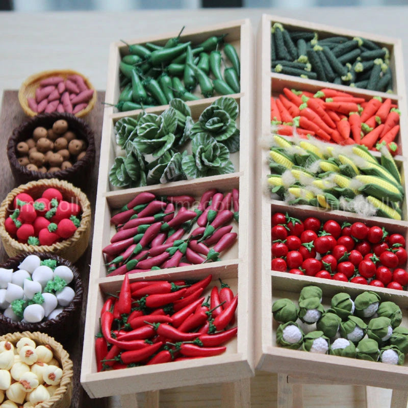 1:12 Scale Miniature Vegetable Mini Corn Carrot Pretend Play Dollhouse Food for OB11 BJD Doll Kitchen Supermarket Toy