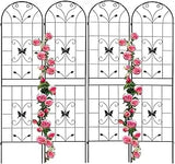 4 Pack Metal Garden Trellis 86.7" H Garden Fence Rustproof Trellis for Climbing Plants Support Roses Flower Outdoor Lawn Green-B