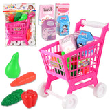 21 Pieces Grocery Store Cart Toys Interactive Play Set Role Play Toys with Pretend Food Accessories for Food Fruit Vegetables