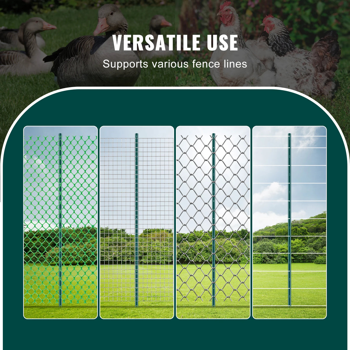 VEVOR Fence Post T-Post Heavy Duty Metal Fence Posts Sturdy Steel Fence Stakes for Garden Yard Lawn Farms & Outdoor Wire Fencing