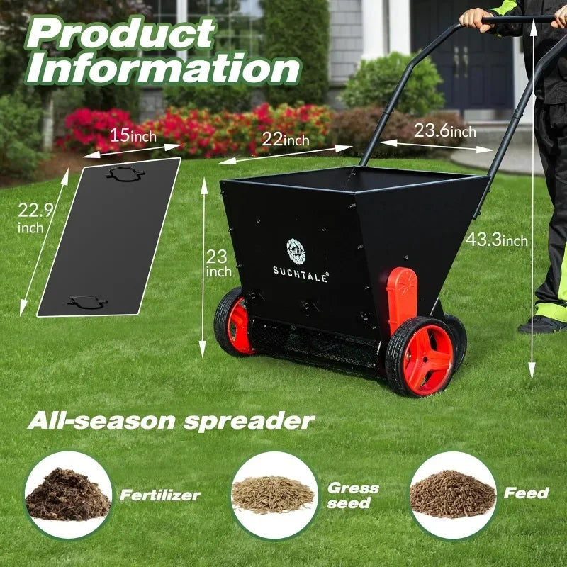 Suchtale Upgrade Lawn Drop Spreader, Topdresser, Compost Spreader, Mini Topper, Peat Moss Top Dresser, Push-Type Fertilizer