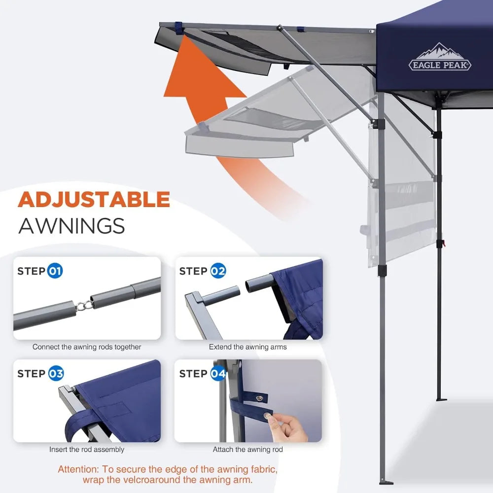 17x10 Pop up Gazebo Canopy Tent Outdoor Instant Canopy Shelter with Adjustable Dual Half Awnings (Blue)