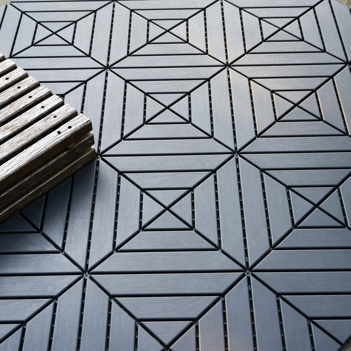 Plastic Interlocking Deck Tiles,44 Pack Patio Deck Tiles,12"x12" Square Waterproof Outdoor All Weather Use, Patio Decking Tiles