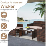 4 Pieces Outdoor Patio Furniture Sets Rattan Chair Patio Set Wicker Conversation Set Poolside Lawn Chairs Porch Poolside Balcony